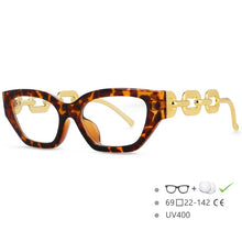 Carica l&#39;immagine nel visualizzatore di Gallery, 53235 Oversized Chain Leg Women Cat Eye Rectangle Glasses Frame Brand Designer Anti-Blue Light Eyeglasses