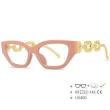 Carica l&#39;immagine nel visualizzatore di Gallery, 53235 Oversized Chain Leg Women Cat Eye Rectangle Glasses Frame Brand Designer Anti-Blue Light Eyeglasses