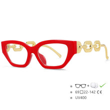 Carica l&#39;immagine nel visualizzatore di Gallery, 53235 Oversized Chain Leg Women Cat Eye Rectangle Glasses Frame Brand Designer Anti-Blue Light Eyeglasses