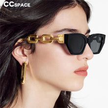 Carica l&#39;immagine nel visualizzatore di Gallery, 53235 Oversized Chain Leg Women Cat Eye Rectangle Glasses Frame Brand Designer Anti-Blue Light Eyeglasses