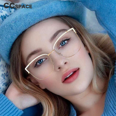 53269 Square Anti Blue Light Optical Women Metal Eyebrow Glasses Frames Computer Eyeglasses