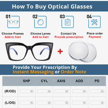 Load image into Gallery viewer, 53288 Oversized Cat Eye Anti Blue Light Glasses Frames Women Big Frame Computer Eyeglasses