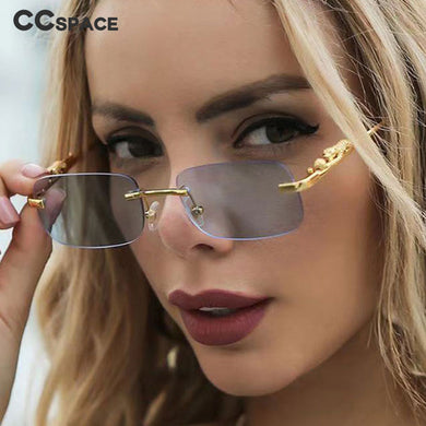 53308 Small Frame Rimless Brand Design Square  Leopardf Sunglasses Men Women Shades Uv400 Vintage Glasses