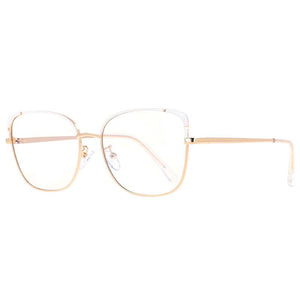 53370 Square Anti Blue Light Metal Optical Glasses Frames Spring Leg Women Tr90 Computer Eyeglasses