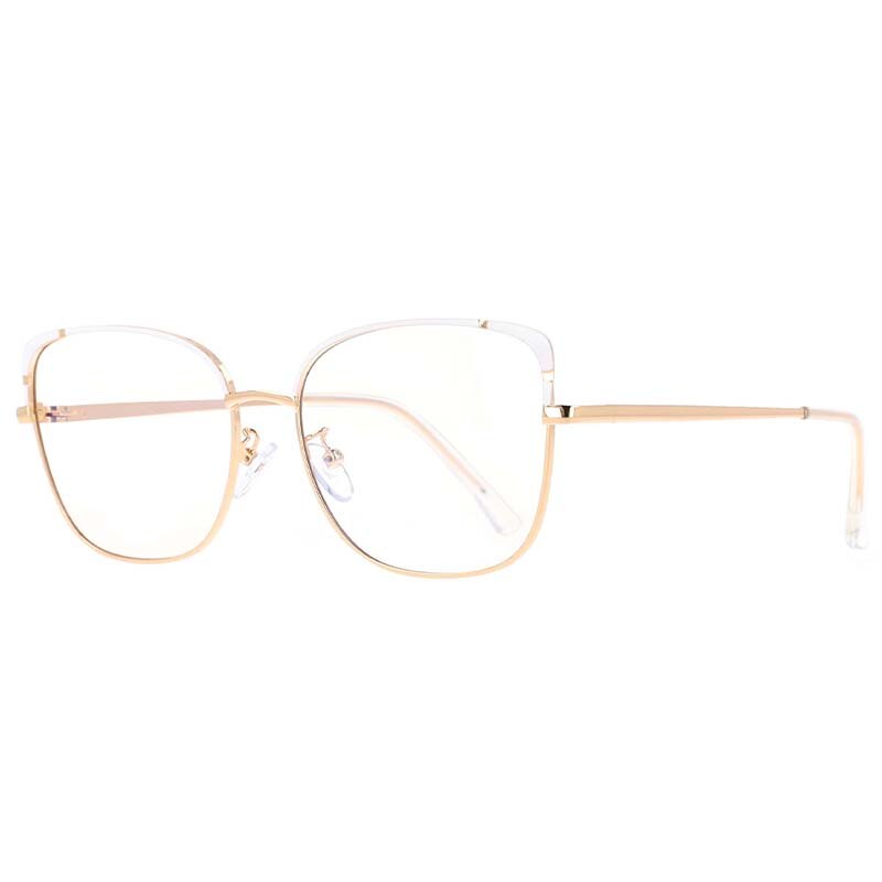 53370 Square Anti Blue Light Metal Optical Glasses Frames Spring Leg Women Tr90 Computer Eyeglasses