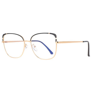 53370 Square Anti Blue Light Metal Optical Glasses Frames Spring Leg Women Tr90 Computer Eyeglasses