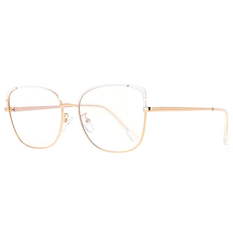 53370 Montature per occhiali quadrati in metallo anti luce blu Montature per occhiali da donna Tr90 con gamba a molla 