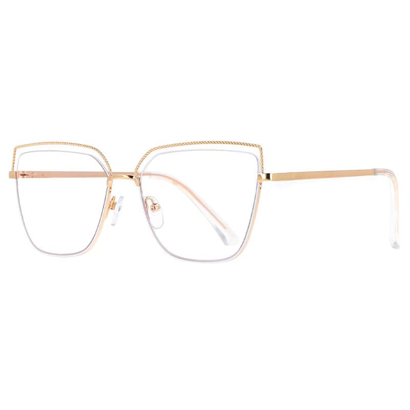 53371 Half Frame Square Anti Blue Light Optical Metal Glasses Frames Men Women Computer Eyeglasses