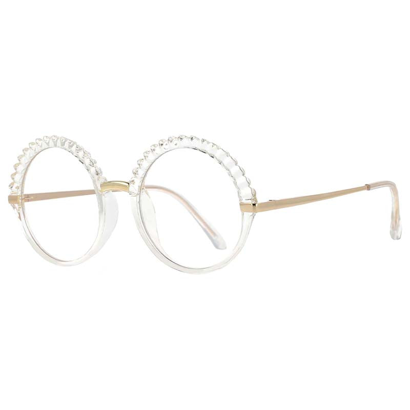 53373 Plastic Titanium Anti Blue Light Round Glasses Frames Women Tr90 Computer Eyeglasses