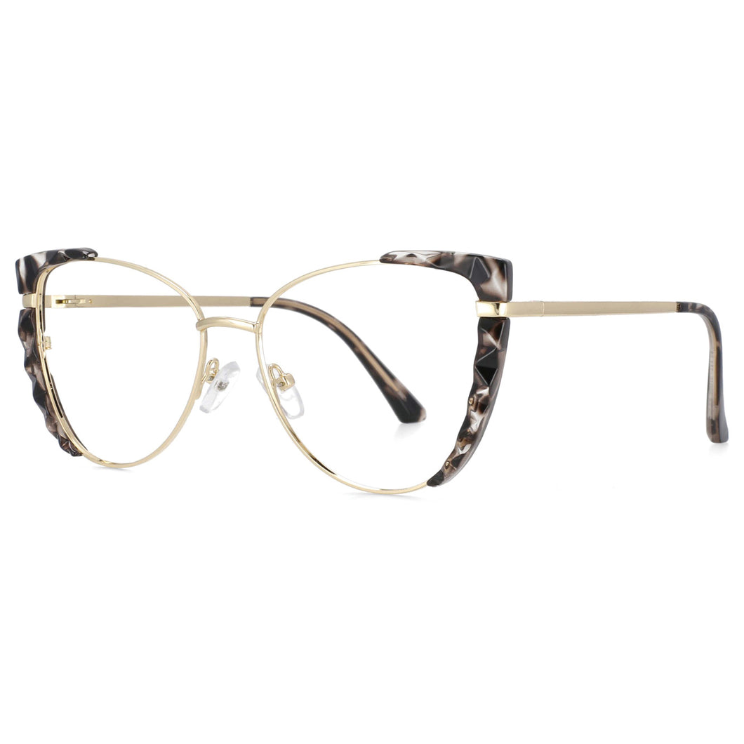 53533 Anti Blue Light Half Frame Metal Optical Glasses Frames Cat Eye Women Computer Eyeglasses