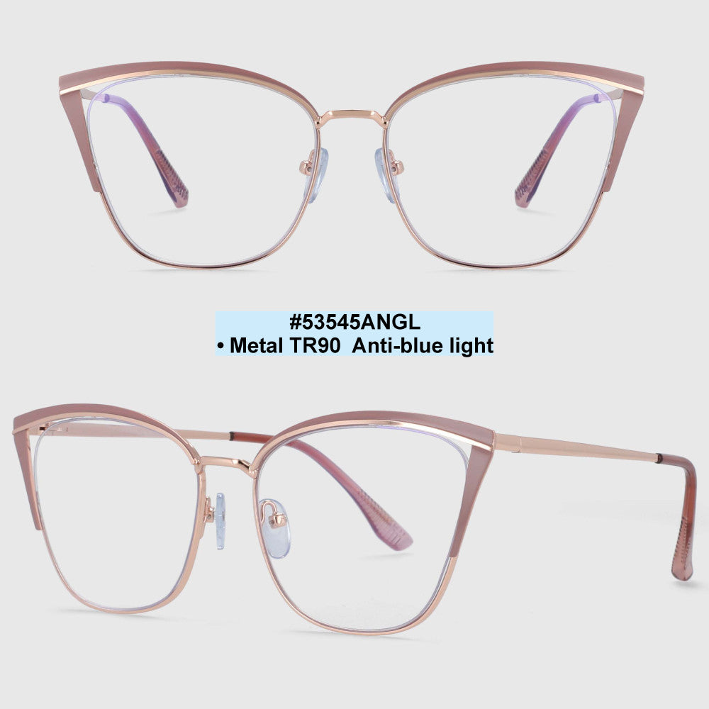53545 Retro Women Anti Blue Light Metal Optical Glasses Frames Computer Eyeglasses