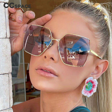 53566 Half Frame Oversized Brand Sunglasses Women Men Shades Uv400 Vintage Glasses