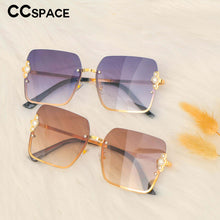 Load image into Gallery viewer, 53568 Half Frame  Women Brand Sunglasses Pearl Square Shades UV400 Vintage Glasses