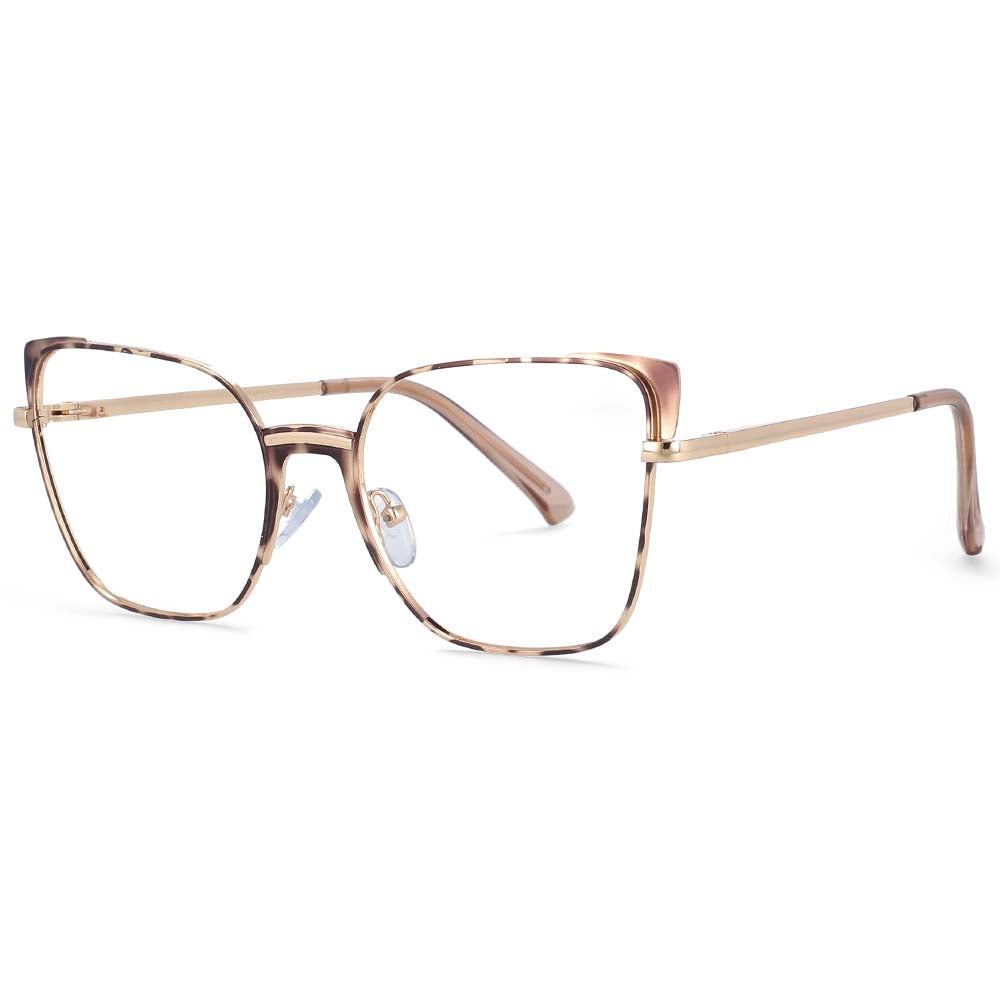 53587 Cat Eye Rectangle Anti Blue Light Optical Metal Glasses Frames Women Computer Eyeglasses