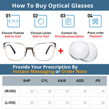 Load image into Gallery viewer, 53587 Cat Eye Rectangle Anti Blue Light Optical Metal Glasses Frames Women Computer Eyeglasses
