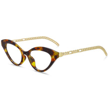 Carica l&#39;immagine nel visualizzatore di Gallery, 53662 Sexy Cat Eye Anti Blue Light Glasses Frames Metal Chain Legs Women Computer Eyeglasses