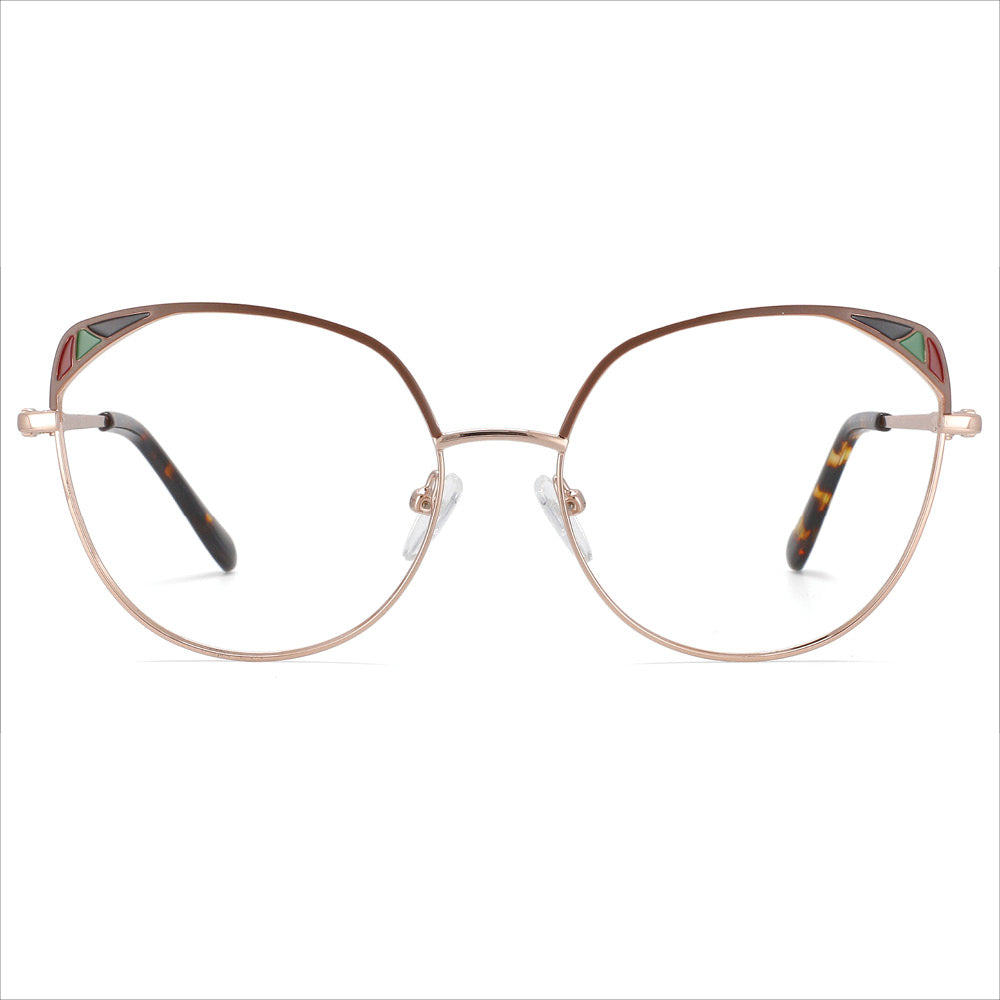 53680 Round Cat Eye Metal Optical Glasses Frames Prescription Women Computer Eyeglasses