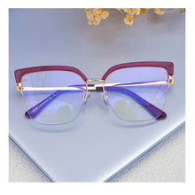 Load image into Gallery viewer, 53681 Oversized Half Frame Anti Blue Light Optical Eyebrow Glasses Frames Women Computer Eyeglasses