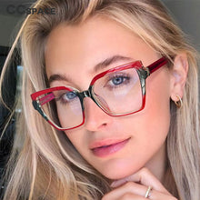 Load image into Gallery viewer, 53683 Big Frame Square Anti Blue Light Glasses Frames Color Matching Women Computer Optical Eyeglasses