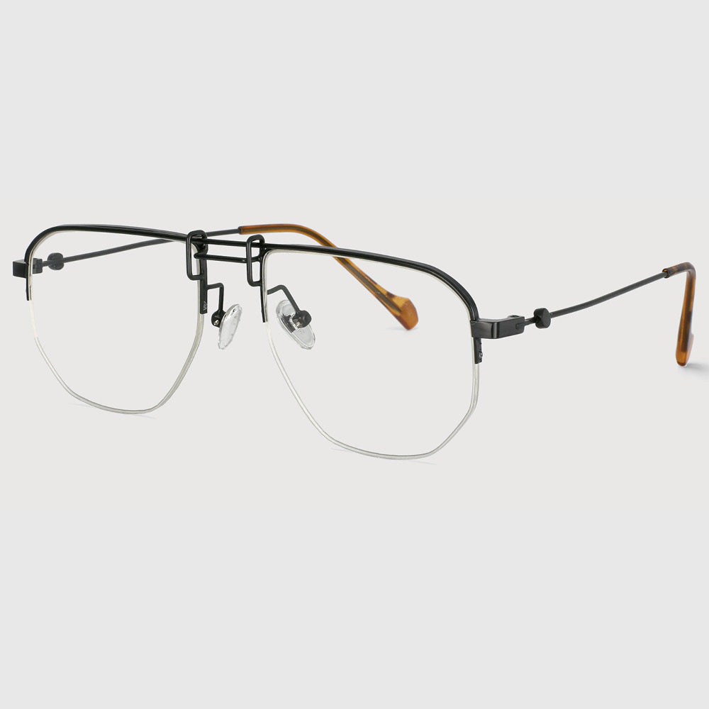 53747 Montature per occhiali con mezza montatura in metallo anti luce blu Uomo Donna Occhiali da vista per computer 