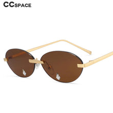 Load image into Gallery viewer, 53780 Oval Rimless Sunglasses Diamond Women Shades Uv400 Vintage Glasses