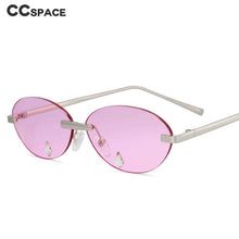 Load image into Gallery viewer, 53780 Oval Rimless Sunglasses Diamond Women Shades Uv400 Vintage Glasses
