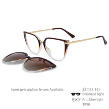 Load image into Gallery viewer, 53791 Oversized Double Glass Frames Magnetic Polarized Sunglasses Clip Anti Blue Light Glasses Frames Men Women Eyeglasses
