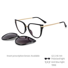 Load image into Gallery viewer, 53791 Oversized Double Glass Frames Magnetic Polarized Sunglasses Clip Anti Blue Light Glasses Frames Men Women Eyeglasses