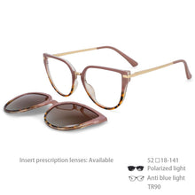 Load image into Gallery viewer, 53791 Oversized Double Glass Frames Magnetic Polarized Sunglasses Clip Anti Blue Light Glasses Frames Men Women Eyeglasses
