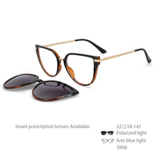 Load image into Gallery viewer, 53791 Oversized Double Glass Frames Magnetic Polarized Sunglasses Clip Anti Blue Light Glasses Frames Men Women Eyeglasses