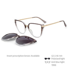 Load image into Gallery viewer, 53791 Oversized Double Glass Frames Magnetic Polarized Sunglasses Clip Anti Blue Light Glasses Frames Men Women Eyeglasses