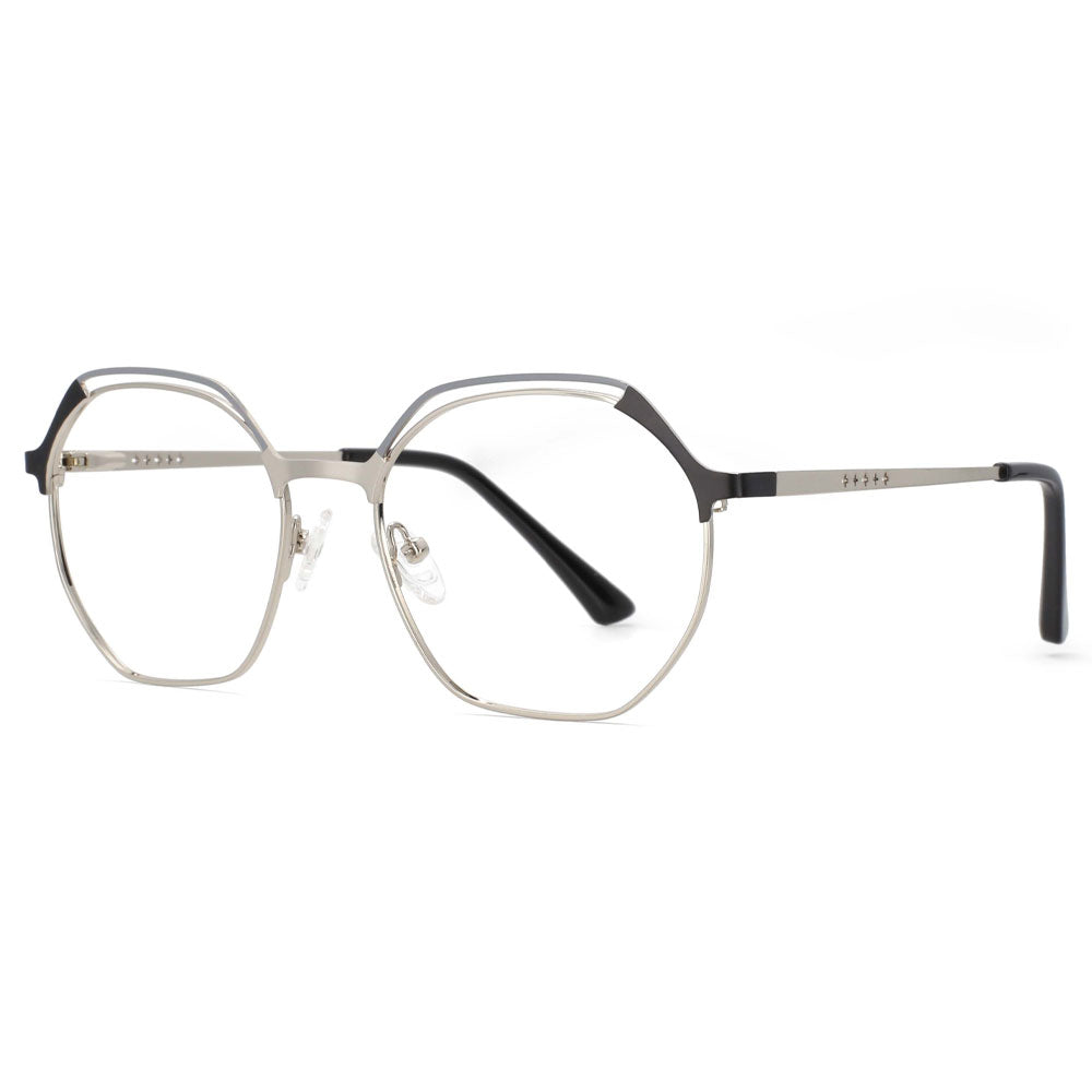 53815 Polygon Metal Blue Light Blocking Optical Glasses Frames Men Women Computer Eyeglasses