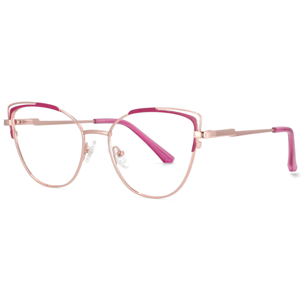 53833 Cat Eye Women Metal Anti Blue Light Optical Glasses Frames Computer Eyeglasses