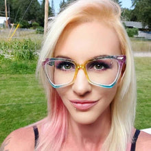Load image into Gallery viewer, 53838 Oversized Women Rainbow Glasses Frames Anti Blue Light Computer Eyeglasses