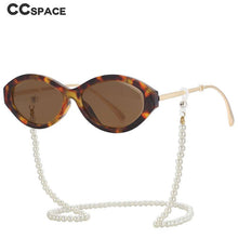 Load image into Gallery viewer, 53846  Women Sunglasses with Pearl Chain Shades Uv400 Vintage Glasses