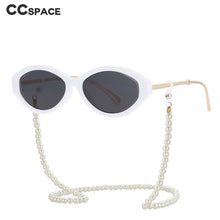 Load image into Gallery viewer, 53846  Women Sunglasses with Pearl Chain Shades Uv400 Vintage Glasses
