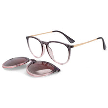 Load image into Gallery viewer, 53849 Round Retro Anti Blue Light Magnetic Clip Polarized Sunglasses UV400 Women Shades Vintage Glasses