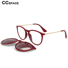 Load image into Gallery viewer, 53849 Round Retro Anti Blue Light Magnetic Clip Polarized Sunglasses UV400 Women Shades Vintage Glasses
