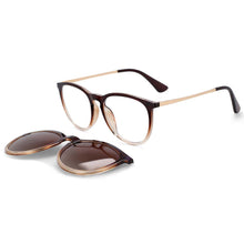 Load image into Gallery viewer, 53849 Round Retro Anti Blue Light Magnetic Clip Polarized Sunglasses UV400 Women Shades Vintage Glasses