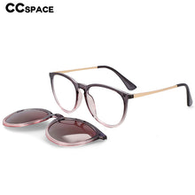 Load image into Gallery viewer, 53849 Round Retro Anti Blue Light Magnetic Clip Polarized Sunglasses UV400 Women Shades Vintage Glasses