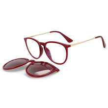 Load image into Gallery viewer, 53849 Round Retro Anti Blue Light Magnetic Clip Polarized Sunglasses UV400 Women Shades Vintage Glasses