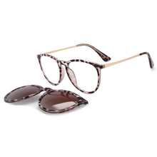 Load image into Gallery viewer, 53849 Round Retro Anti Blue Light Magnetic Clip Polarized Sunglasses UV400 Women Shades Vintage Glasses