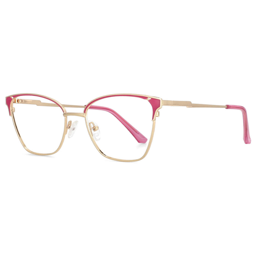 53858 Retro Cat Eye Metal Anti Blue Light Optical Eyebrow Glasses Frames Men Women Computer Eyeglasses