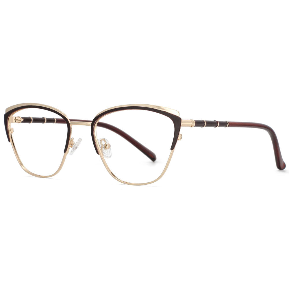 53867 Retro Cat Eye Anti Blue Light Optical Metal Glasses Frames Women Computer Eyeglasses