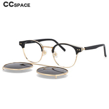 Load image into Gallery viewer, 53874 Retro Round Anti Blue Light Glasses Frames Polarized Flip-On Sunglasses Men Women TR90 Computer Eyeglasses
