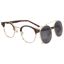 Load image into Gallery viewer, 53874 Retro Round Anti Blue Light Glasses Frames Polarized Flip-On Sunglasses Men Women TR90 Computer Eyeglasses