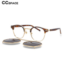 Load image into Gallery viewer, 53874 Retro Round Anti Blue Light Glasses Frames Polarized Flip-On Sunglasses Men Women TR90 Computer Eyeglasses