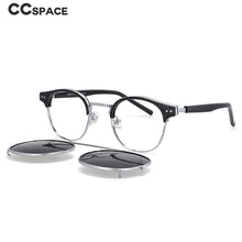 Load image into Gallery viewer, 53874 Retro Round Anti Blue Light Glasses Frames Polarized Flip-On Sunglasses Men Women TR90 Computer Eyeglasses