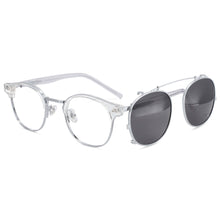 Load image into Gallery viewer, 53874 Retro Round Anti Blue Light Glasses Frames Polarized Flip-On Sunglasses Men Women TR90 Computer Eyeglasses