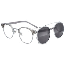 Load image into Gallery viewer, 53874 Retro Round Anti Blue Light Glasses Frames Polarized Flip-On Sunglasses Men Women TR90 Computer Eyeglasses